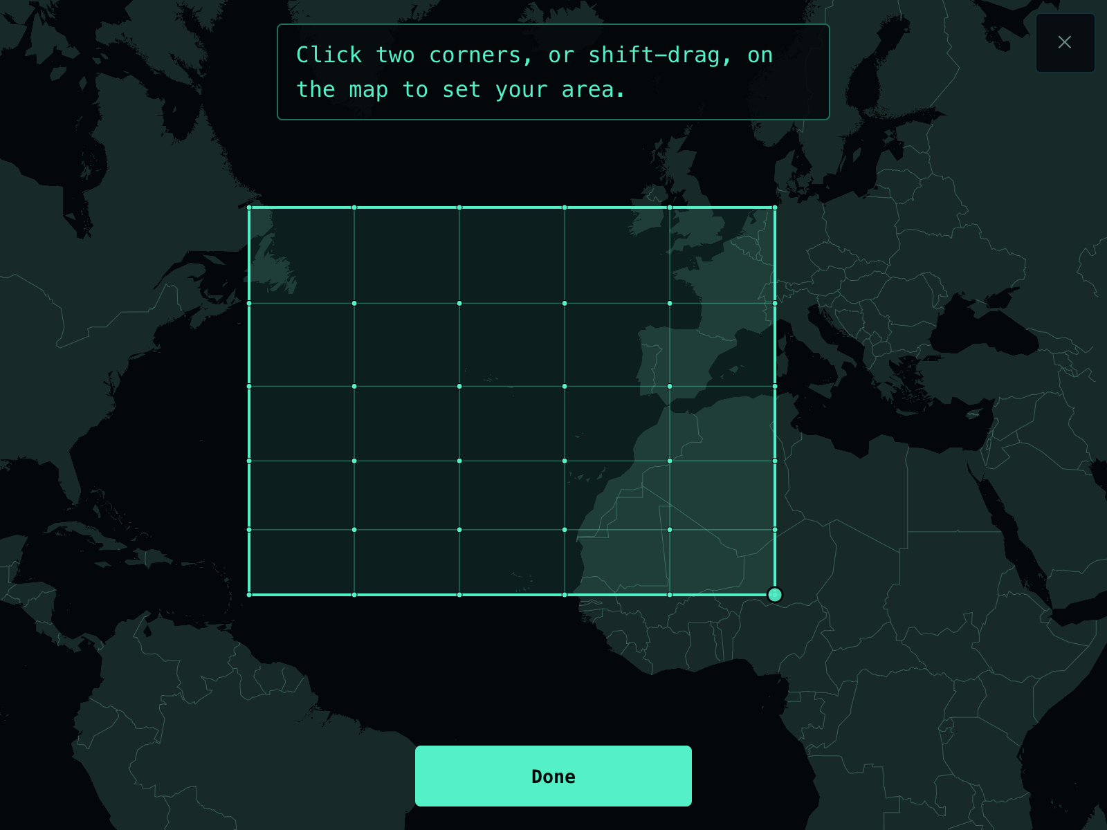 Drawing a forecast area on the Beamback viewer map